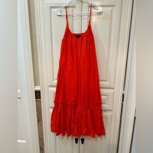 NWT Banana Republic Vibrant Orange linen Midi Dress